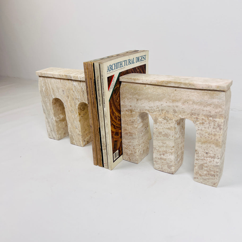 Handmade Travertine Bookend Pair