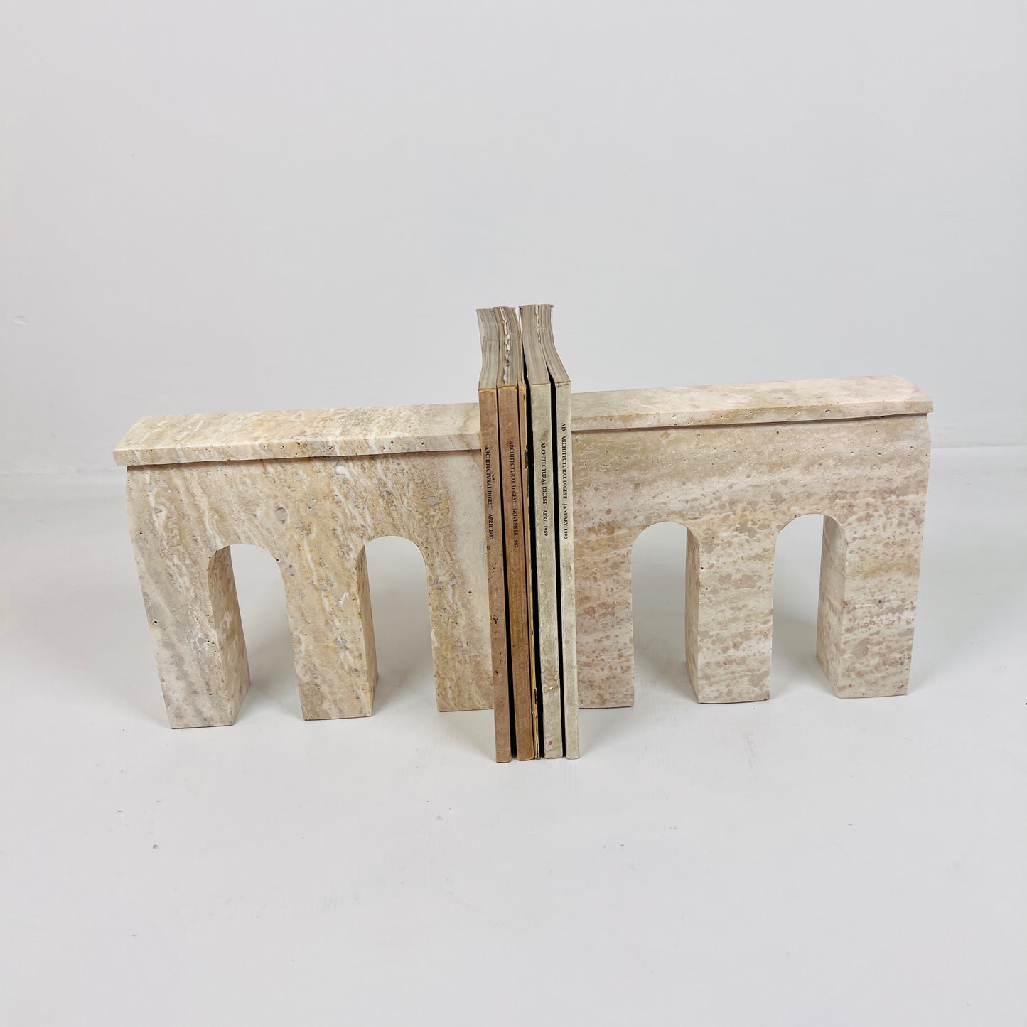 Bridge Bookends Pair - Travertine