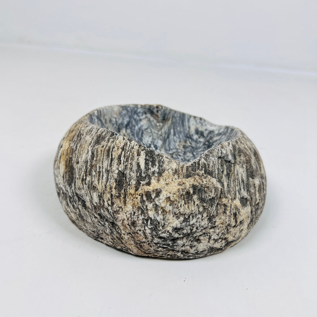 River Stone Heart Carved Grey Splashed Ash Tray