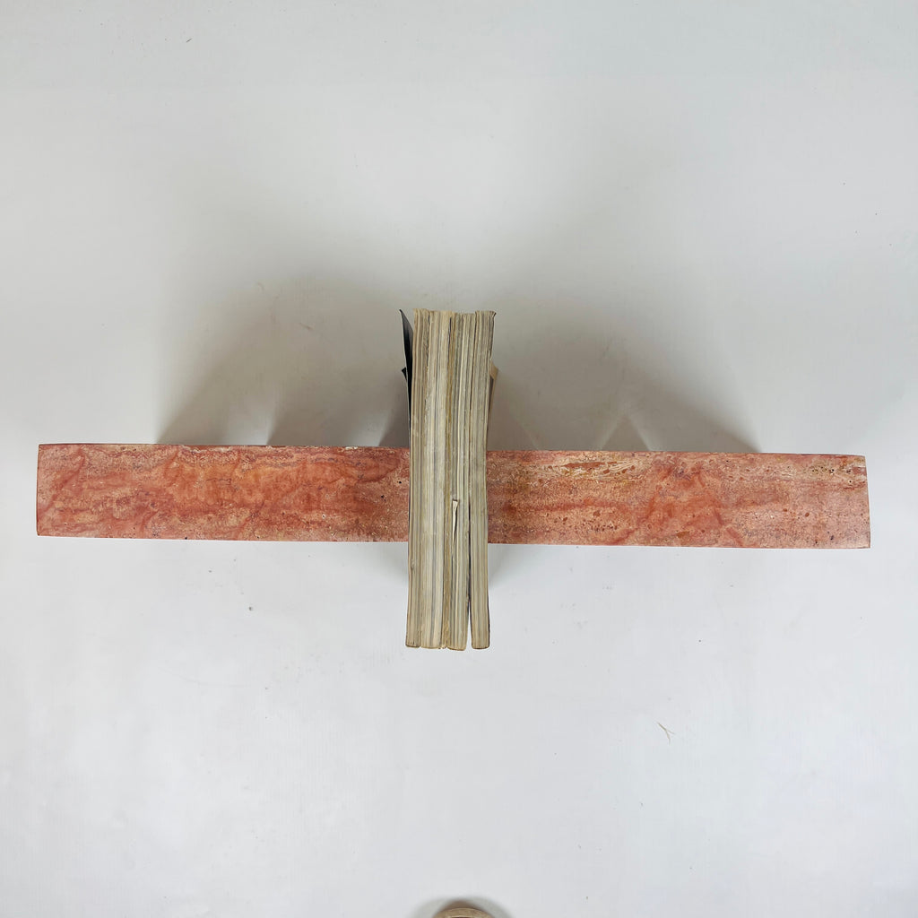 Handmade Red Travertine Bookend Pair