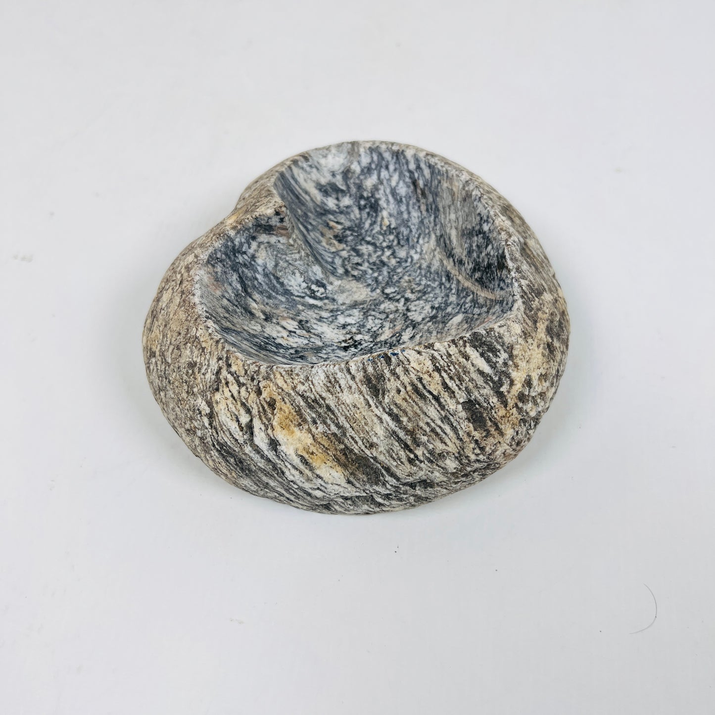 Heart Carved Grey Splashed Ash Tray - River Stone
