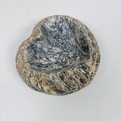 Heart Carved Grey Splashed Ash Tray - River Stone