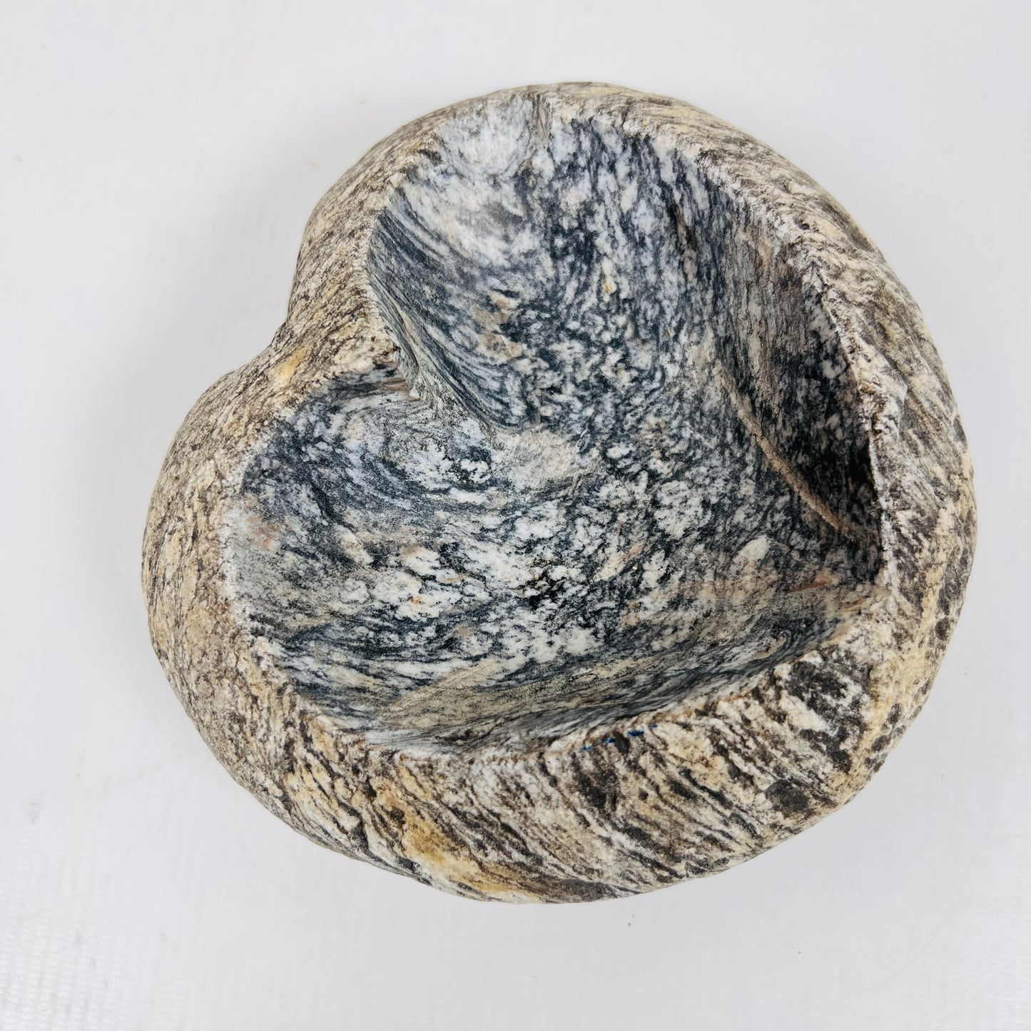 Heart Carved Grey Splashed Ash Tray - River Stone