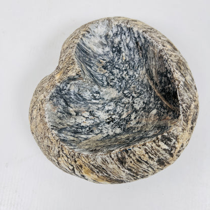 Heart Carved Grey Splashed Ash Tray - River Stone