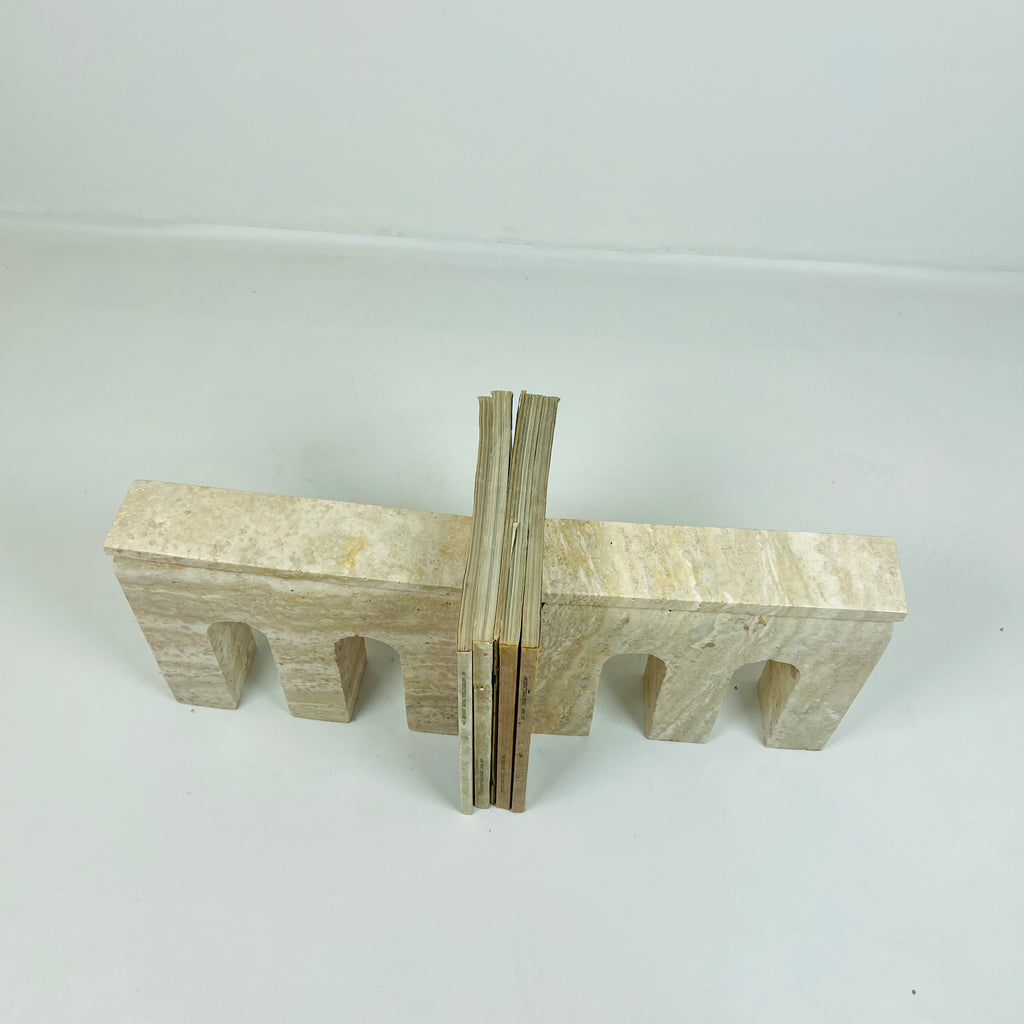 Handmade Travertine Grazed Bookend Pair