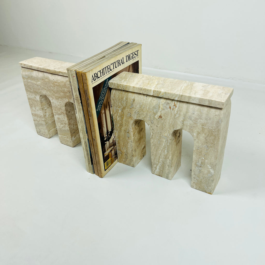 Handmade Travertine Grazed Bookend Pair