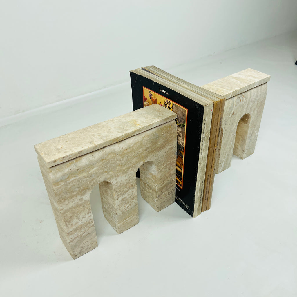 Handmade Travertine Grazed Bookend Pair