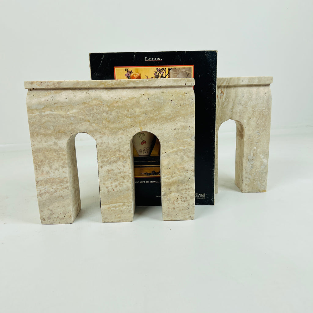 Handmade Travertine Grazed Bookend Pair