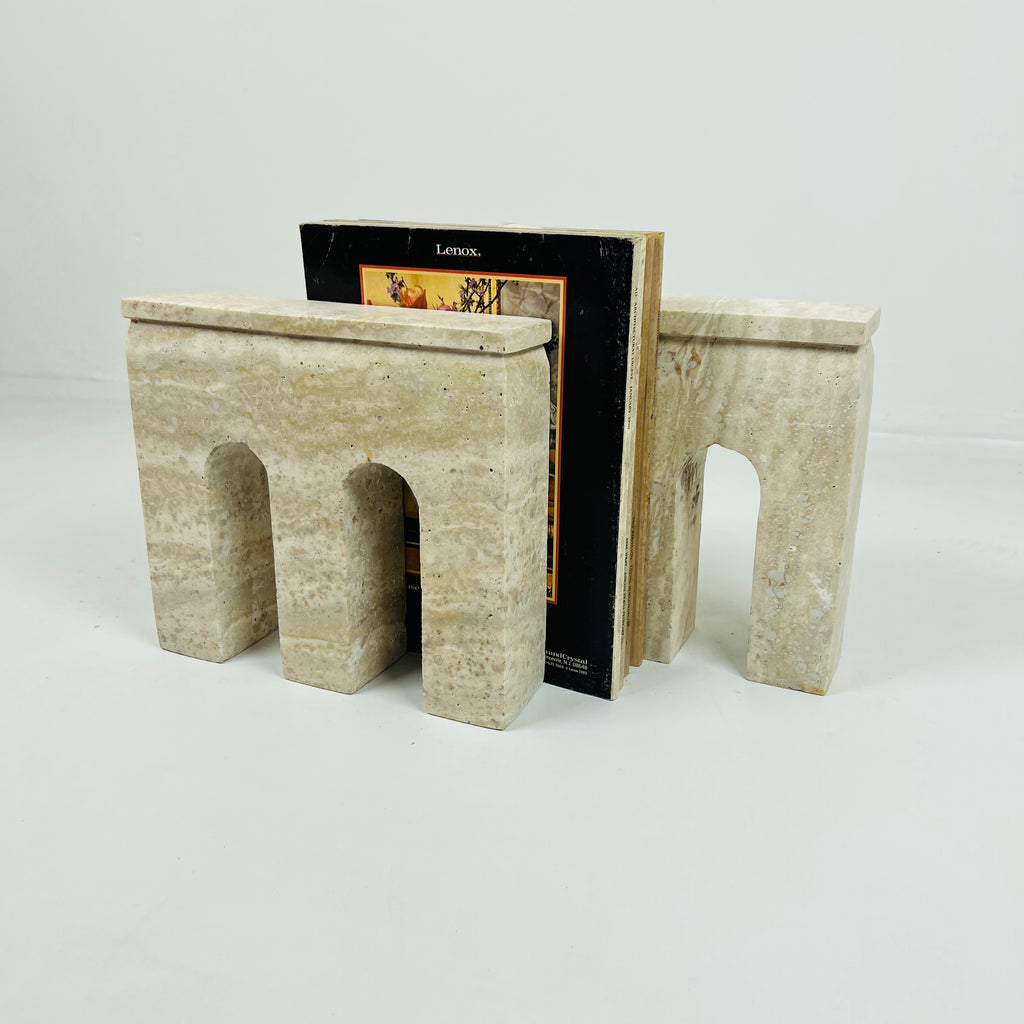 Handmade Travertine Grazed Bookend Pair