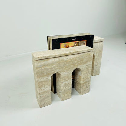 Handmade Travertine Grazed Bookend Pair