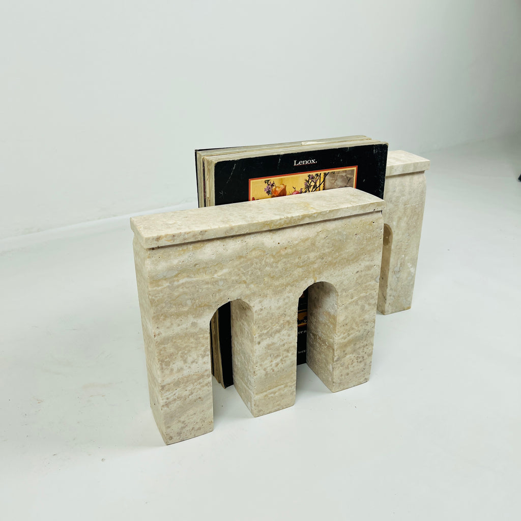 Handmade Travertine Grazed Bookend Pair