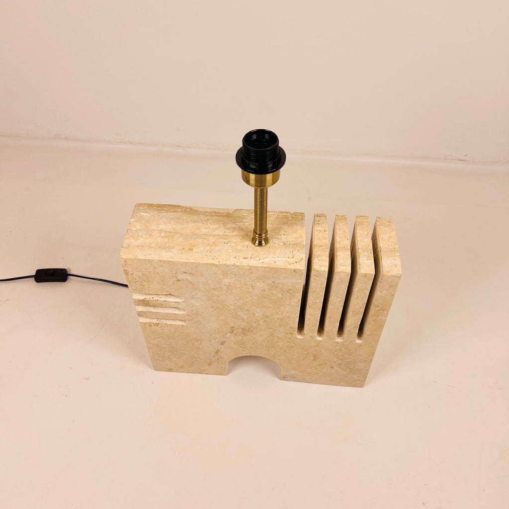 Puzzle Piece Travertine Table Lamp