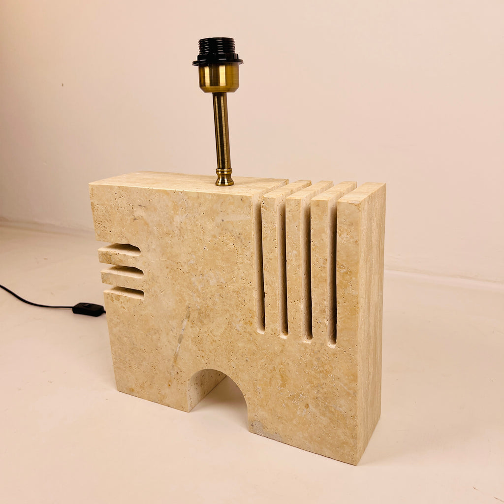 Puzzle Piece Travertine Table Lamp