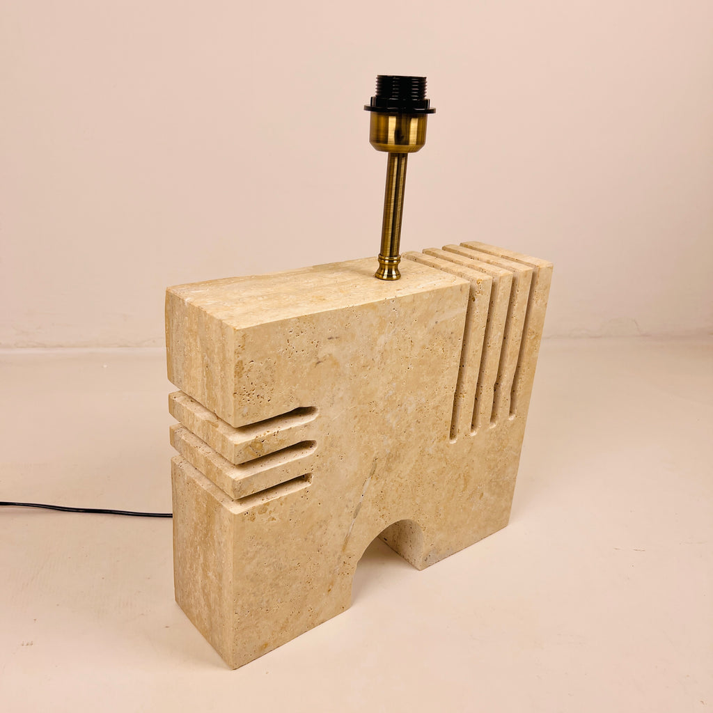 Puzzle Piece Travertine Table Lamp