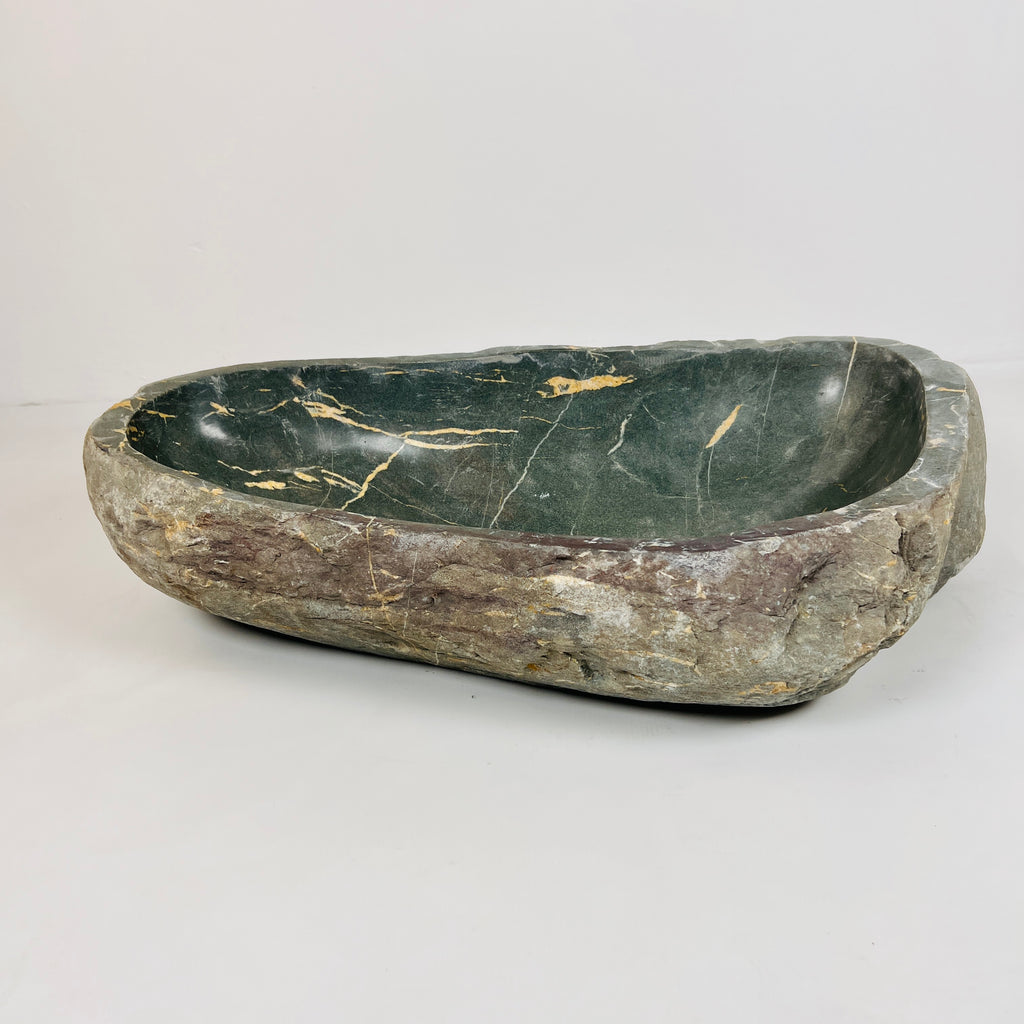 Emerald Green Gold Streaked River Stone Sink