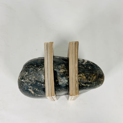 Blotched Riverstone Bookend - Black