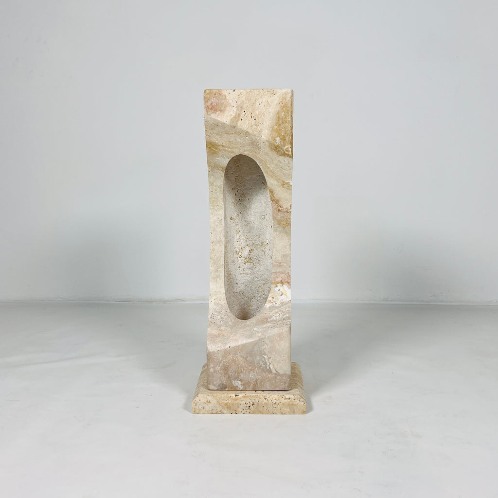 Irregular Crescent Travertine Table Lamp