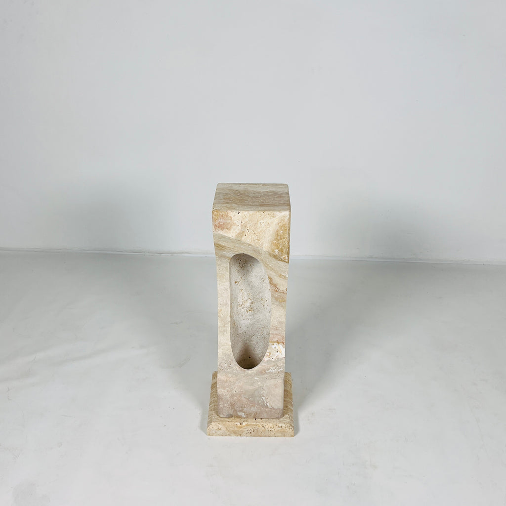 Irregular Crescent Travertine Table Lamp