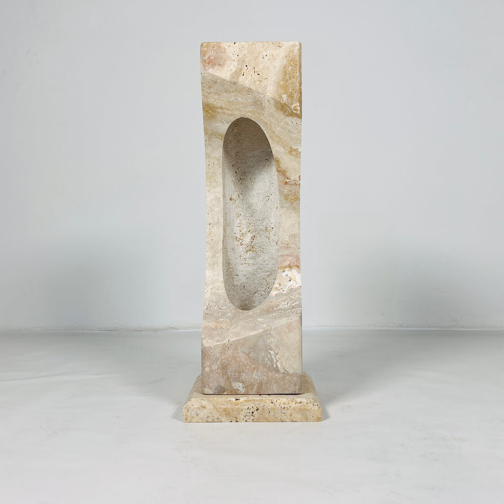 Irregular Crescent Travertine Table Lamp