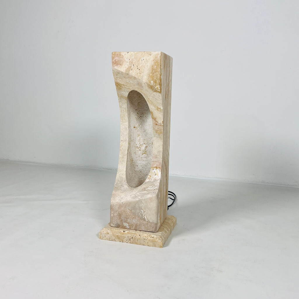 Irregular Crescent Travertine Table Lamp