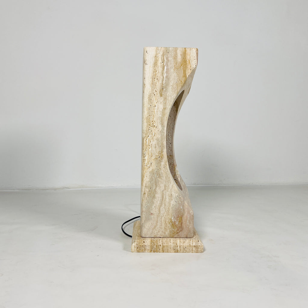 Irregular Crescent Travertine Table Lamp