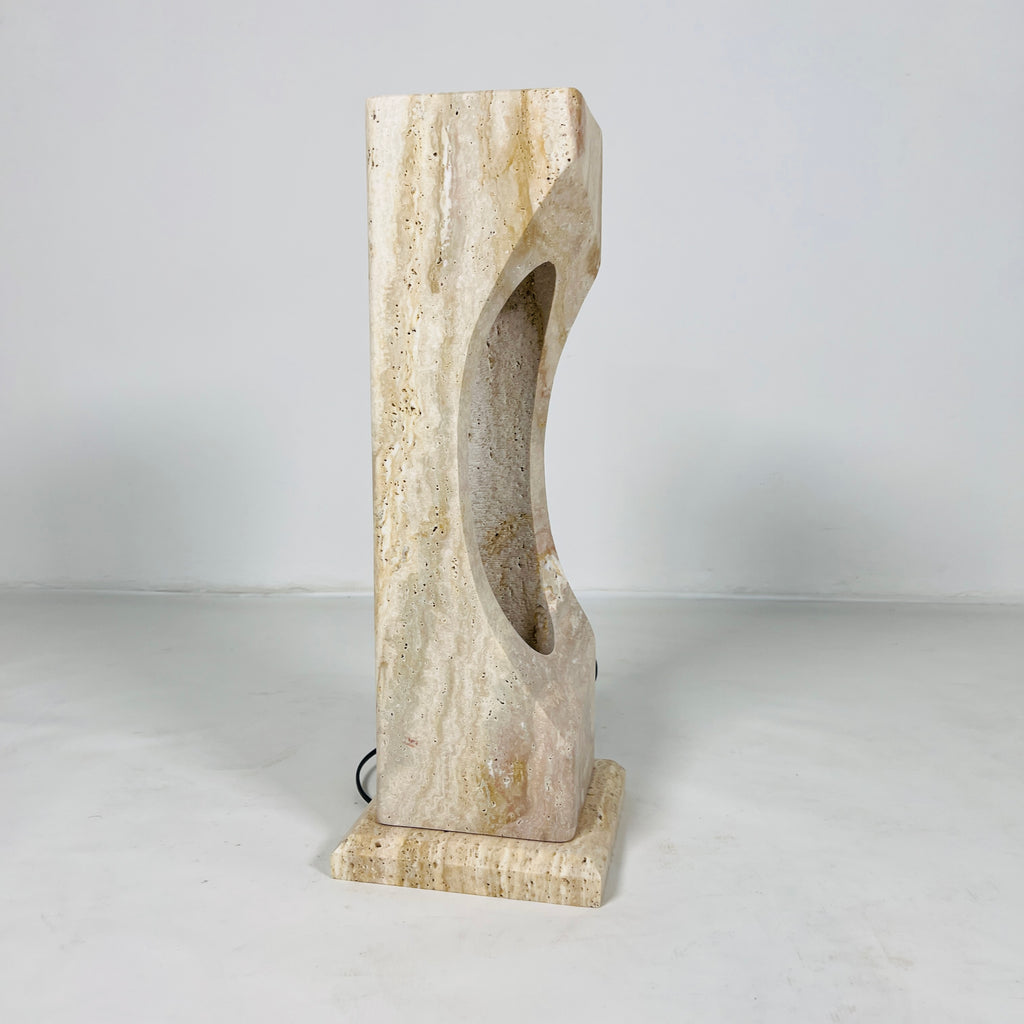 Irregular Crescent Travertine Table Lamp