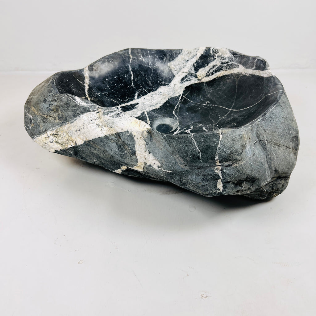 Webbed White Black River Stone Sink