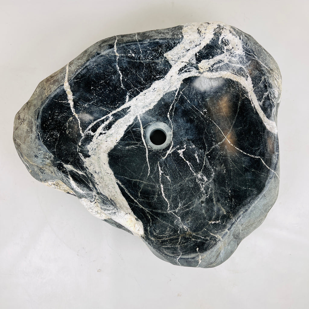 Webbed White Black River Stone Sink