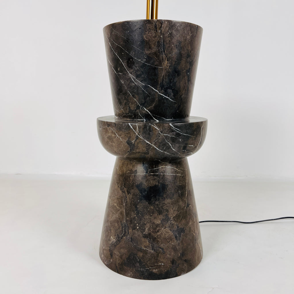 Ringed Burgundy Grazed Taxila Stone Floor Lamp