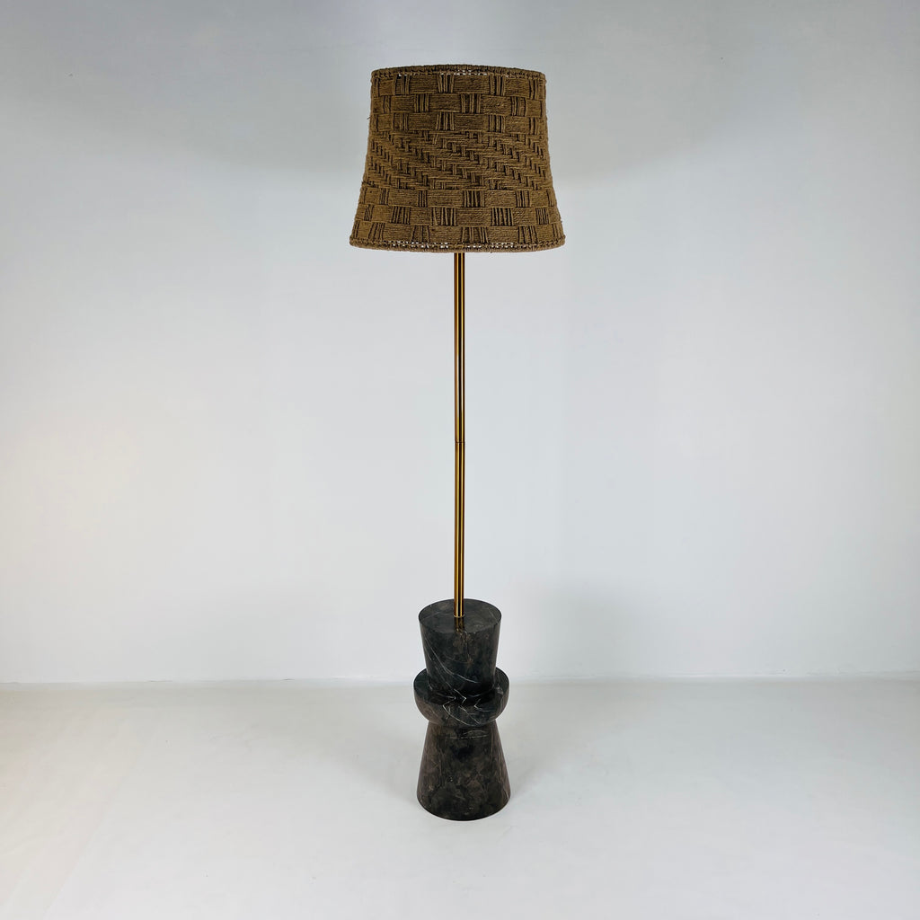 Ringed Burgundy Grazed Taxila Stone Floor Lamp