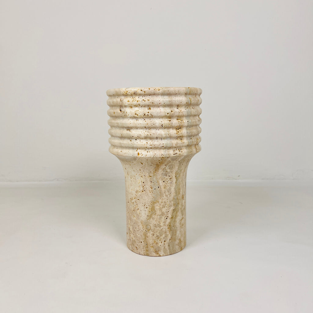 Stacked Ringed Travertine Vase (Large)