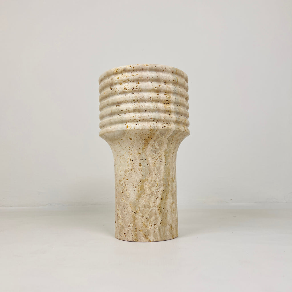 Stacked Ringed Travertine Vase (Large)