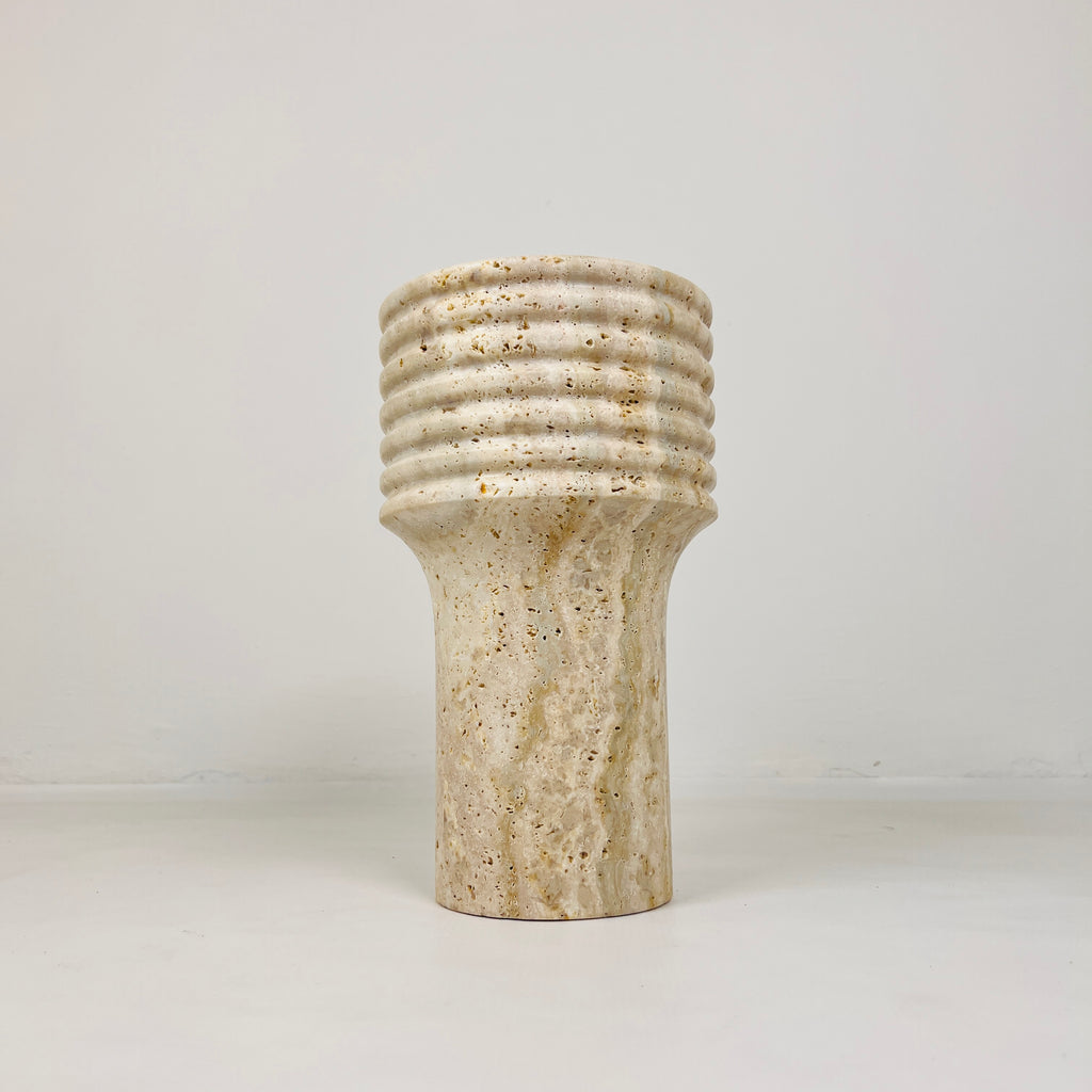 Stacked Ringed Travertine Vase (Large)