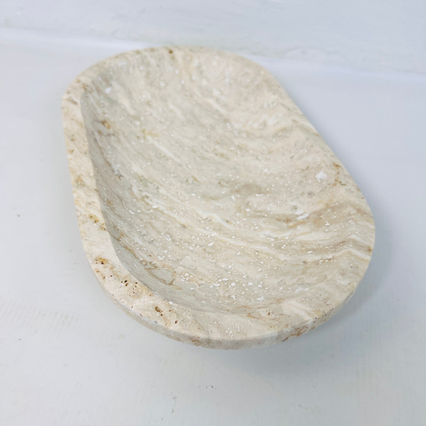 Travertine Oval Lined Tray