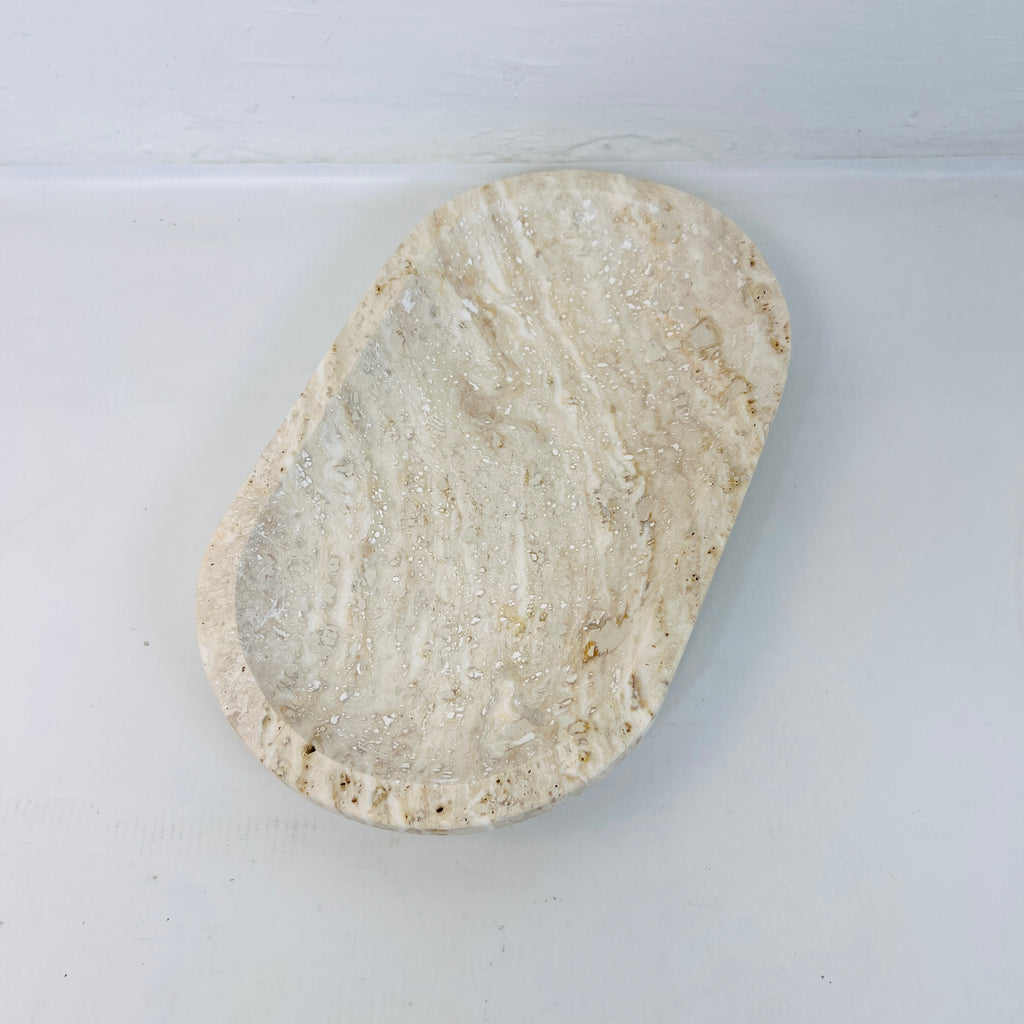Travertine Oval Lined Tray