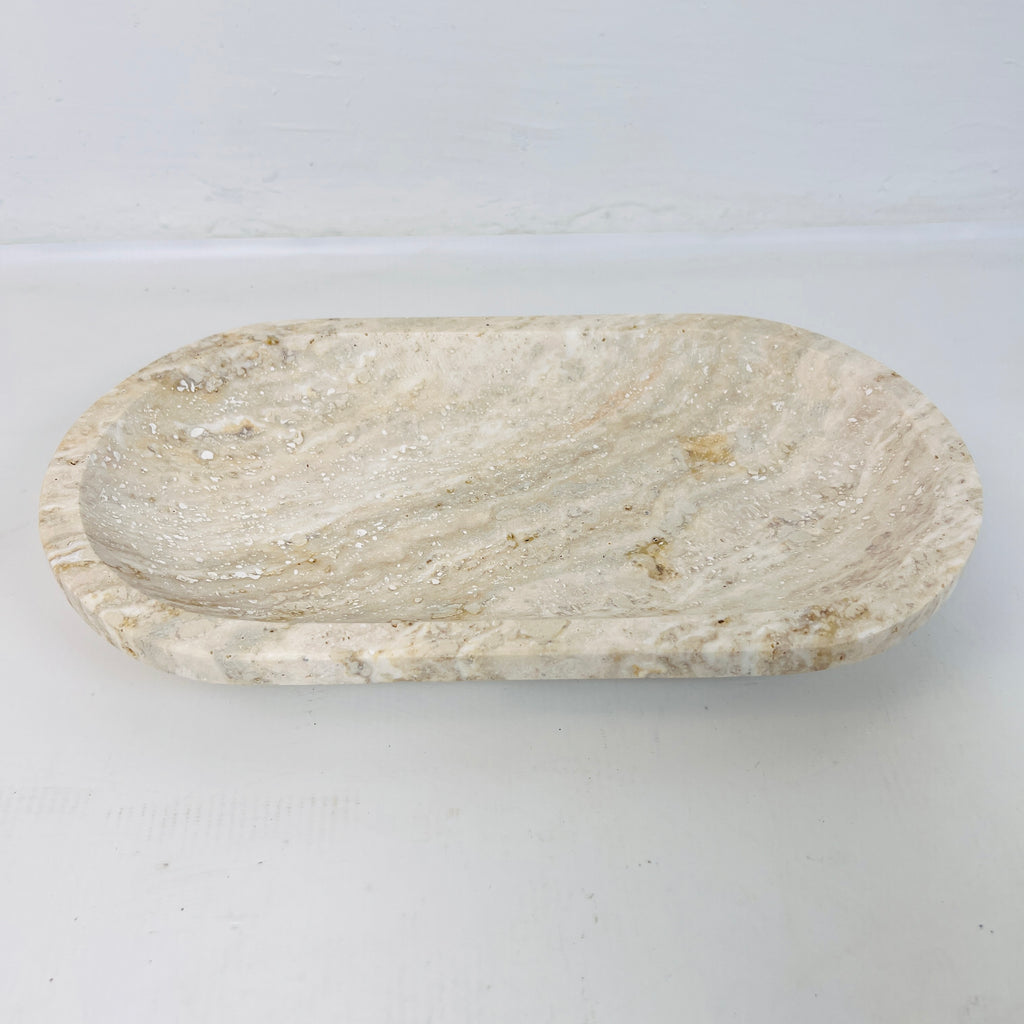 Travertine Oval Splotched Tray