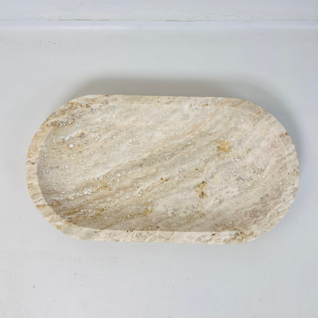 Travertine Oval Splotched Tray