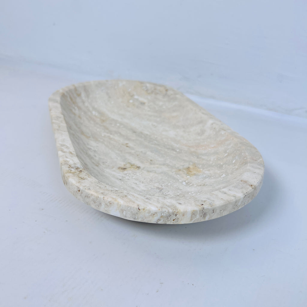 Travertine Oval Splotched Tray