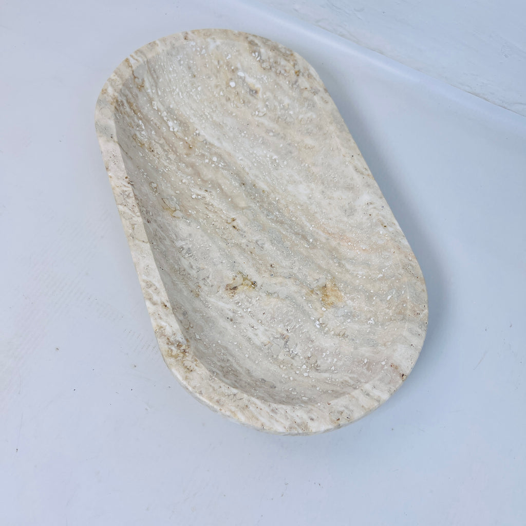 Travertine Oval Splotched Tray