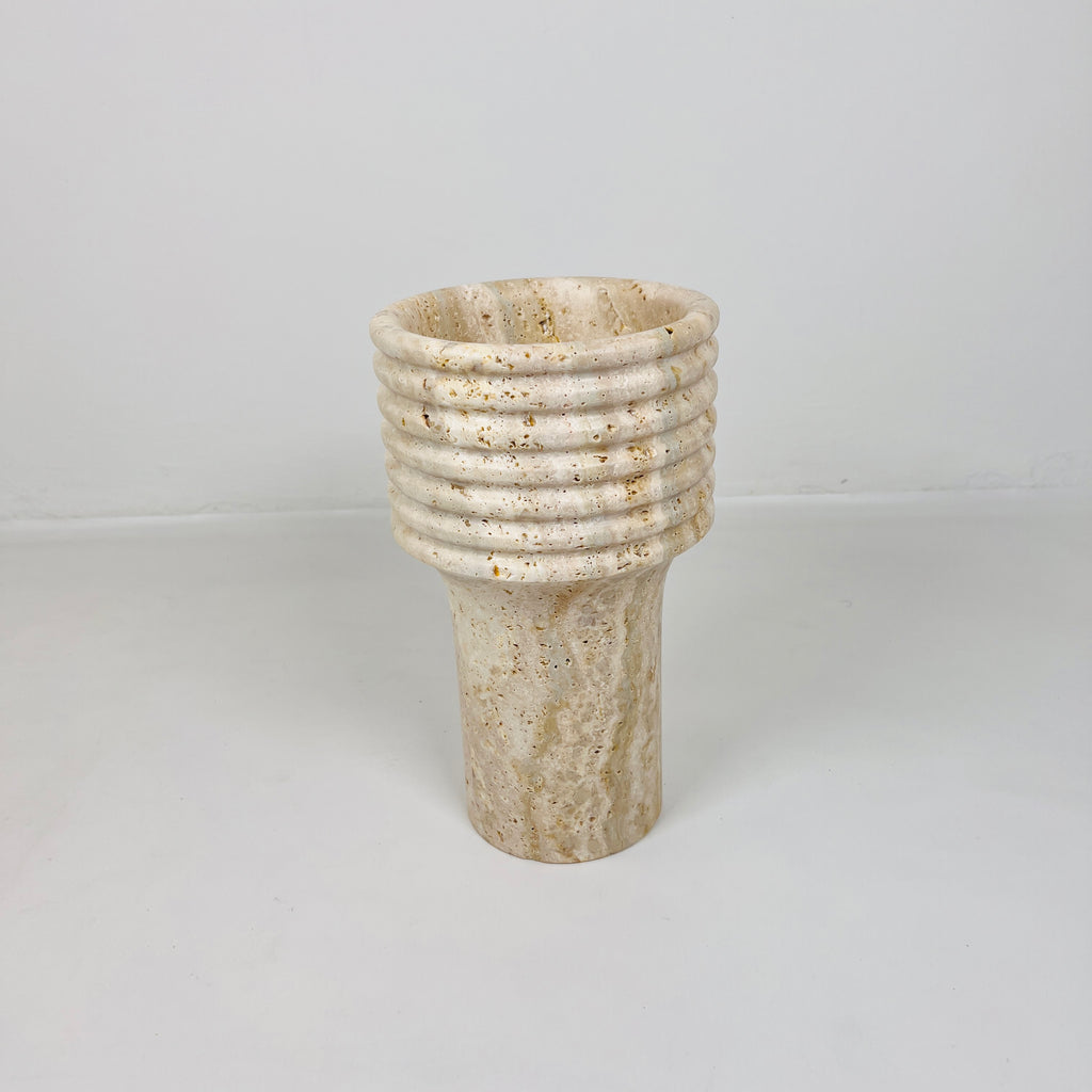 Stacked Ringed Travertine Vase (Large)