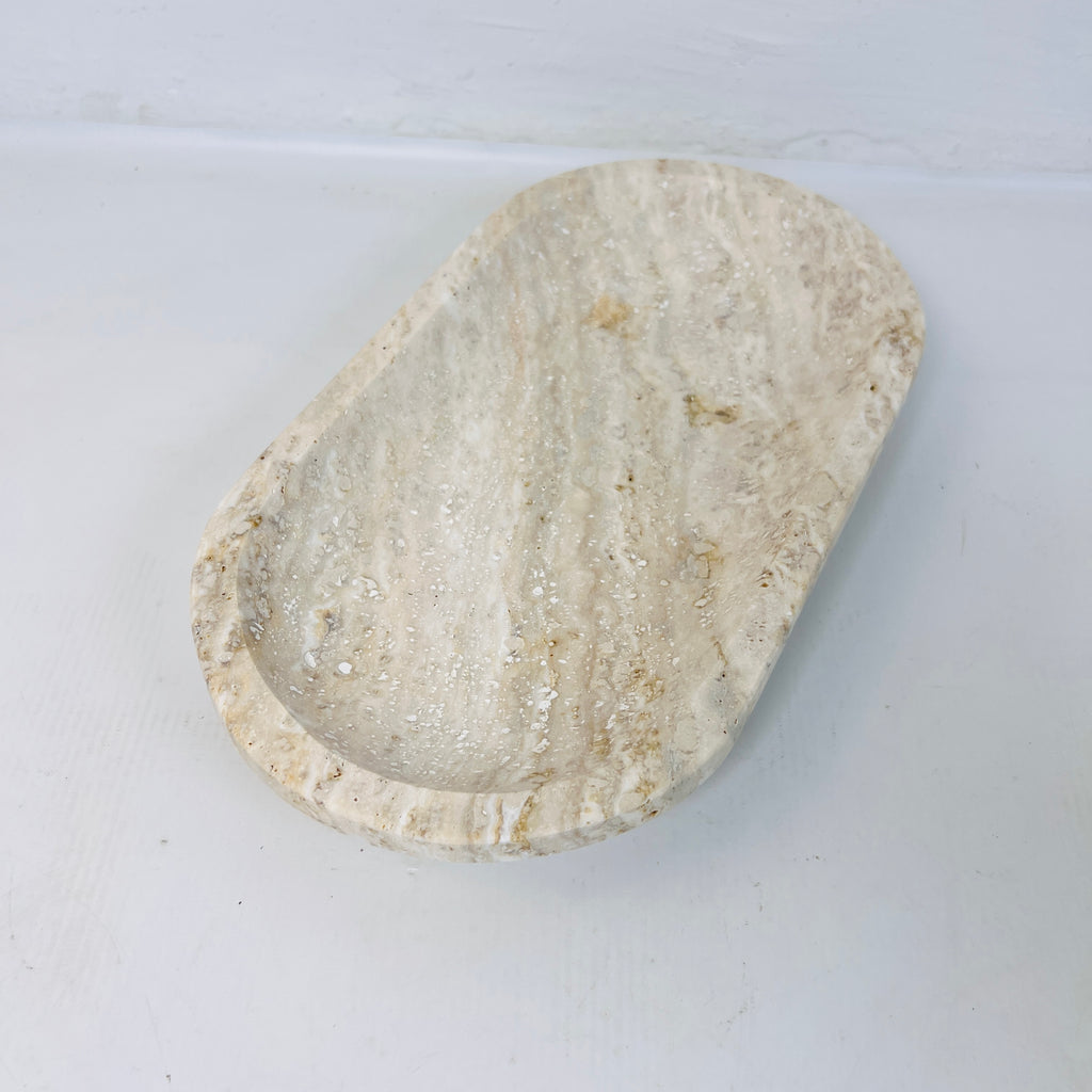 Travertine Oval Splotched Tray