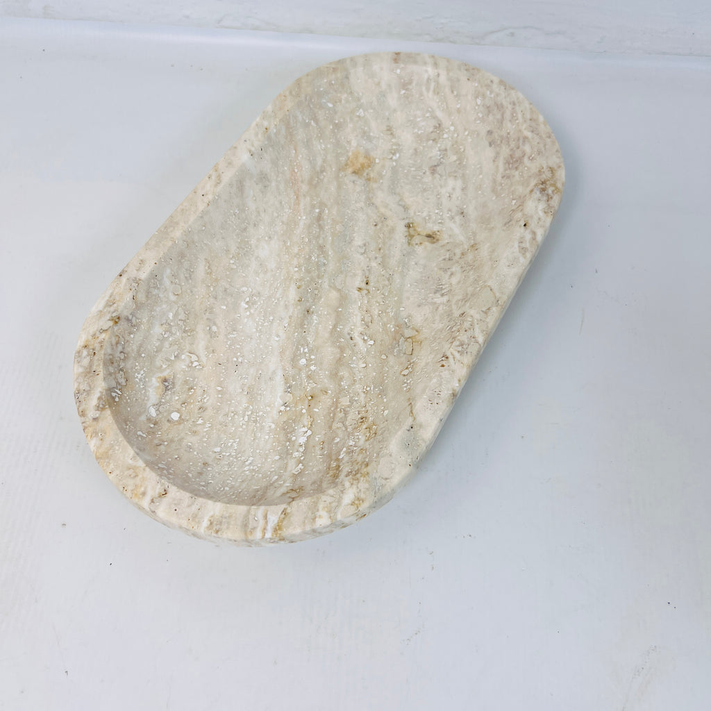 Travertine Oval Splotched Tray