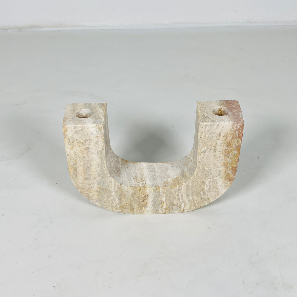 U-Shaped Travertine Candle Stand