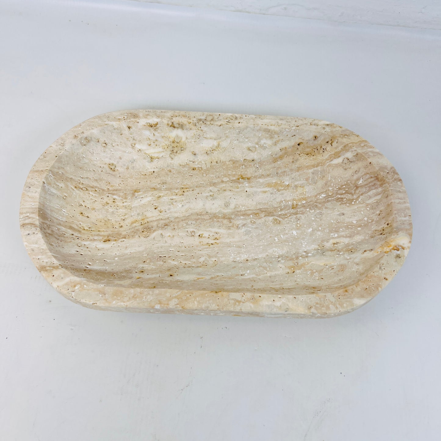 Travertine Oval Lightly Grazed Tray