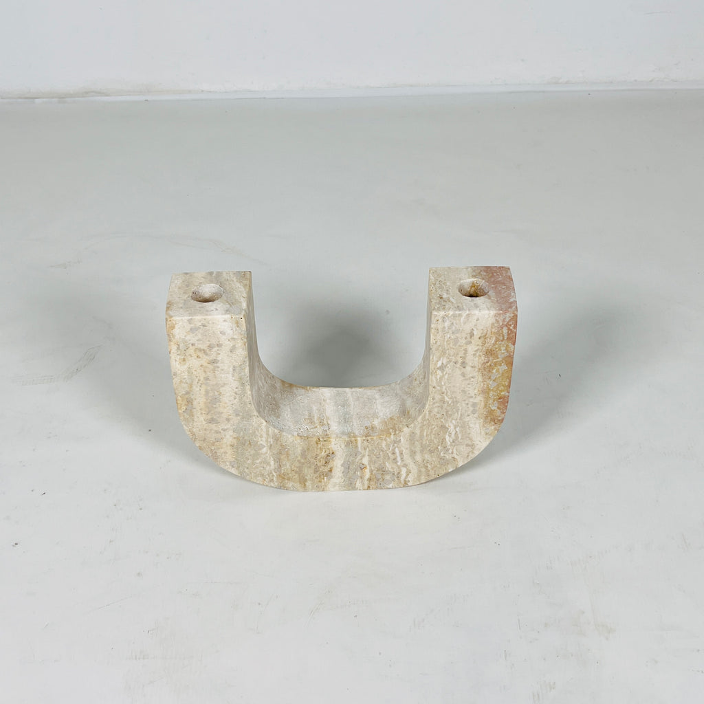 U-Shaped Travertine Candle Stand