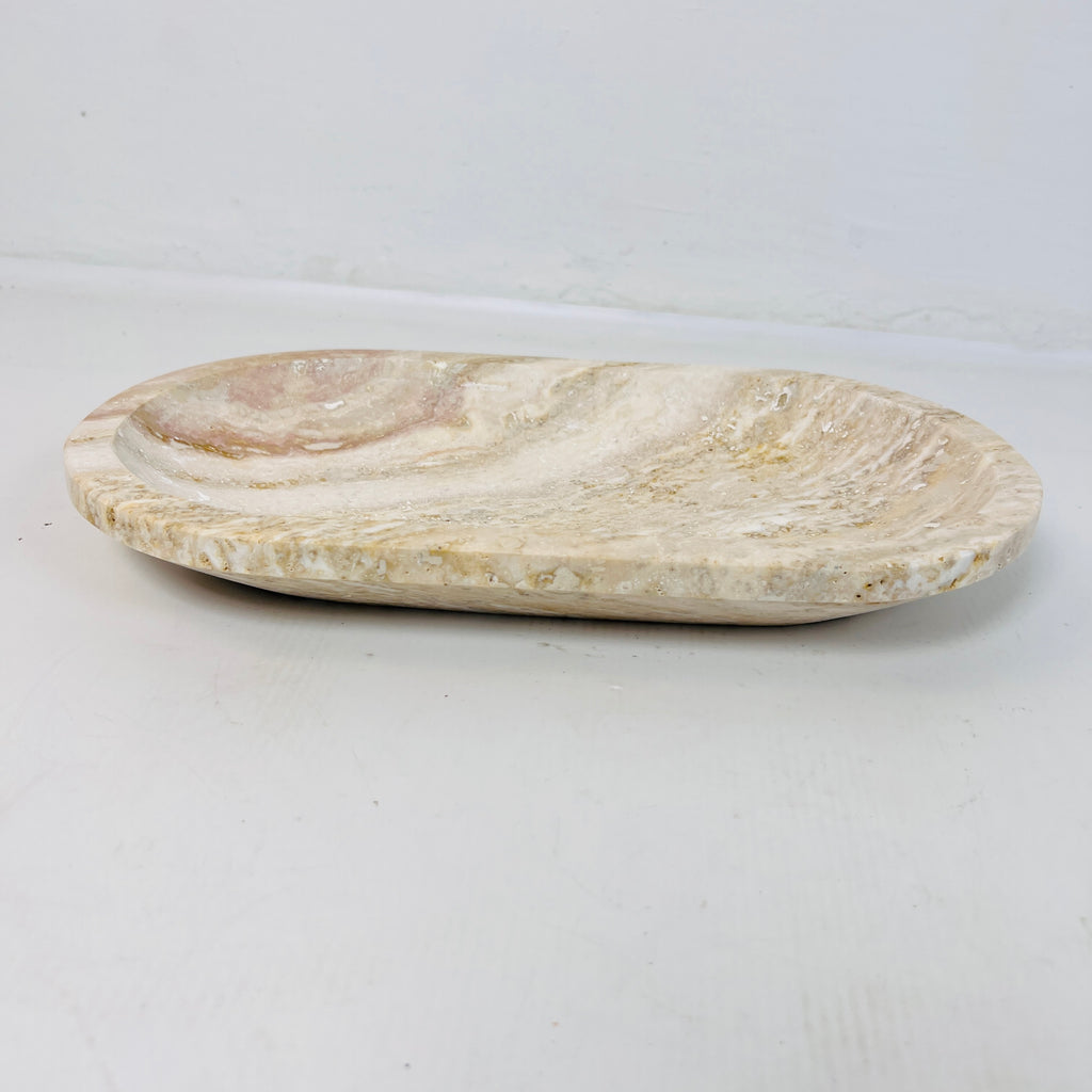 Travertine Oval Waved Tray