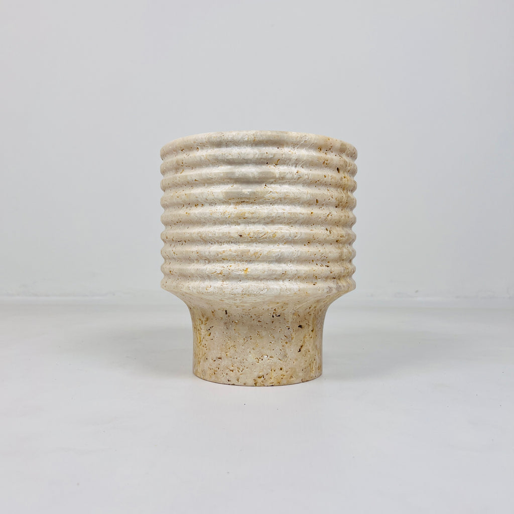 Stacked Ringed Travertine Vase (Small)