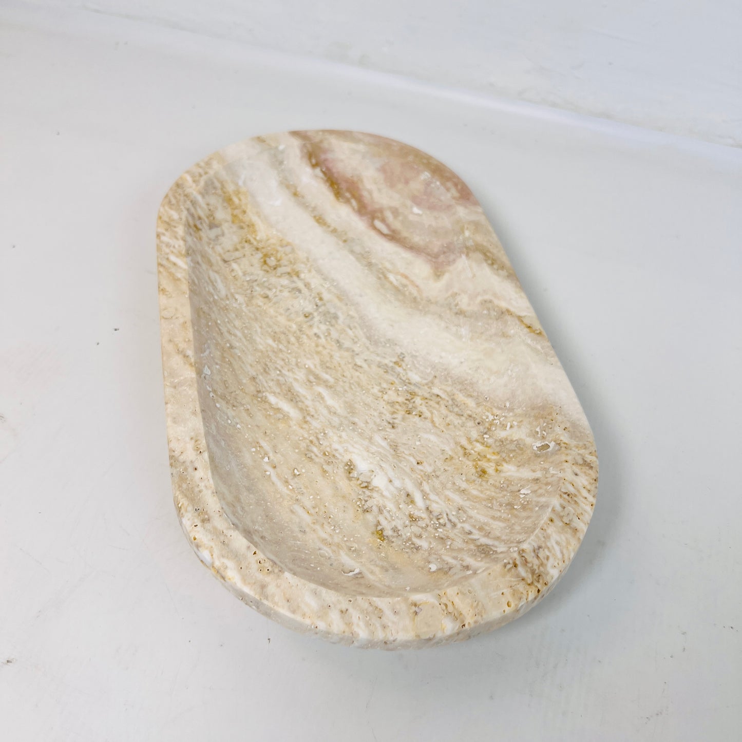 Travertine Oval Waved Tray