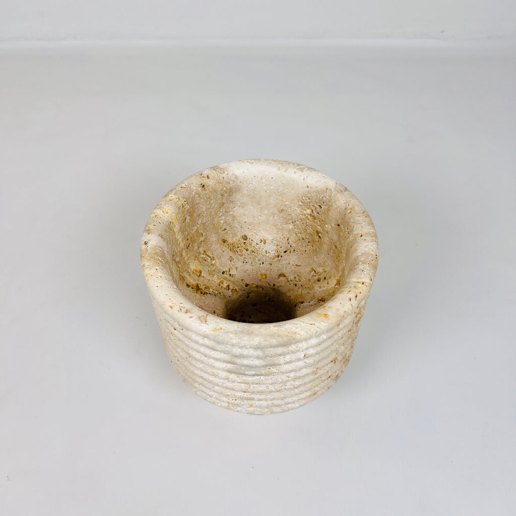 Stacked Ringed Travertine Vase (Small)