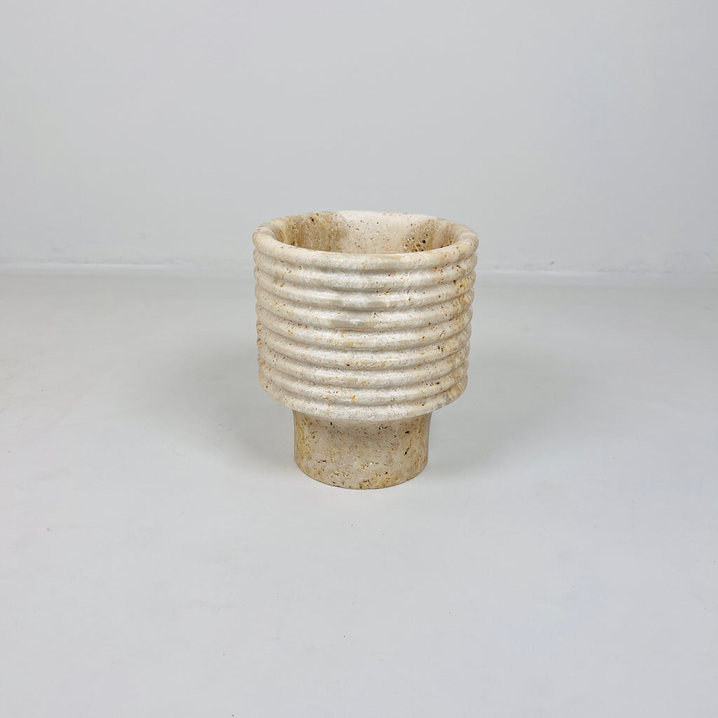 Stacked Ringed Travertine Vase (Small)